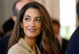 Amal Clooney Bell-Bottom Haircut